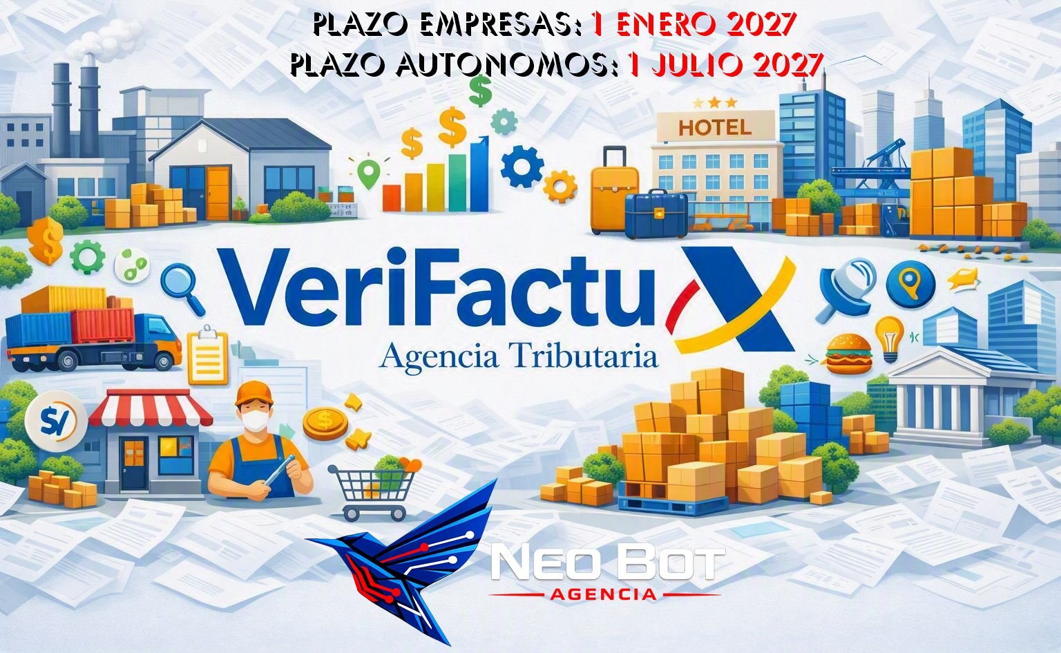 Plazos de VeriFactu: 1 de enero de 2027 para empresas, 1 de julio de 2027 para autónomos